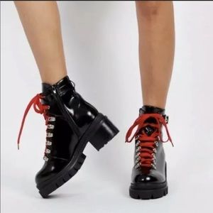 Jeffrey Campbell czech boots with red lace